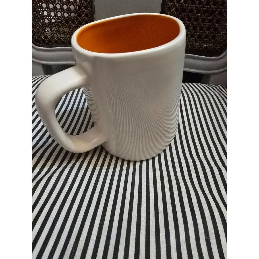 Rae Dunn Halloween Scary Spiders Icon Mug Orange Interior